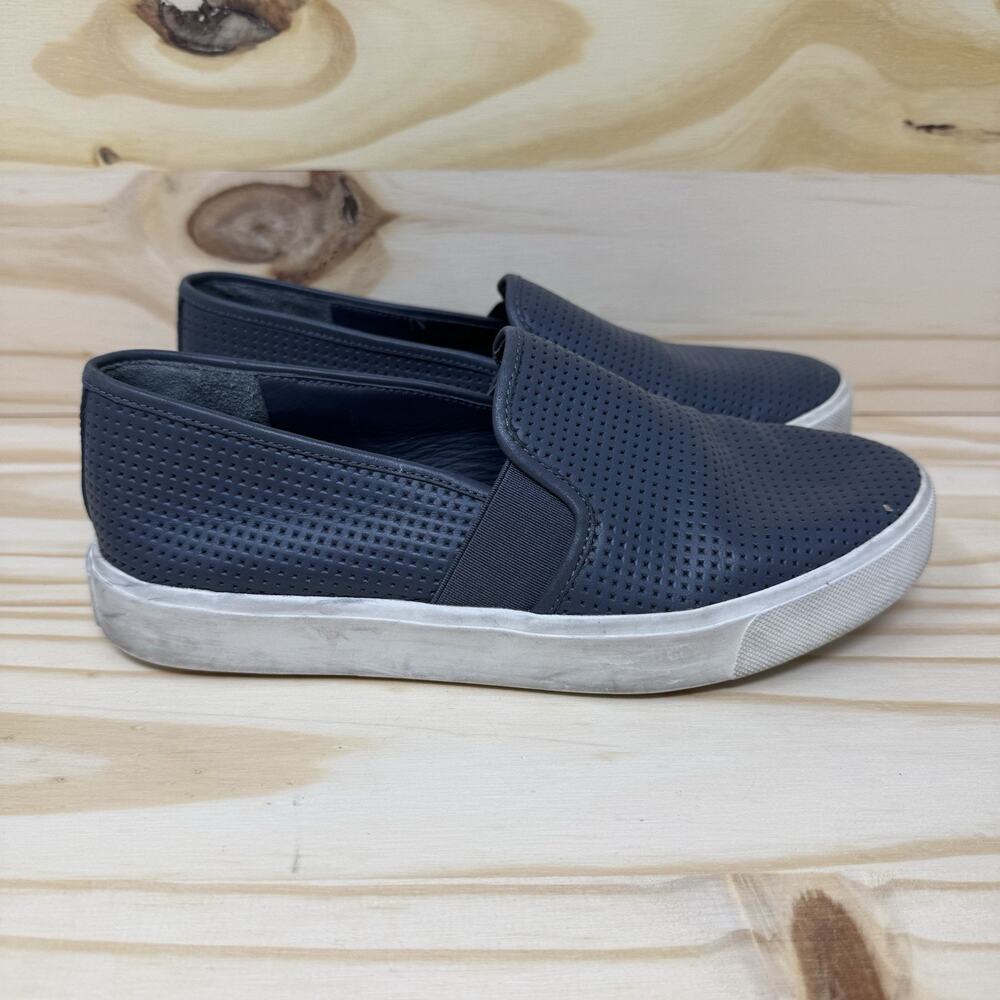 Vince Womens Size 5 Blue Perforated Leather Blair Sneaker Slip On Shoes Flat